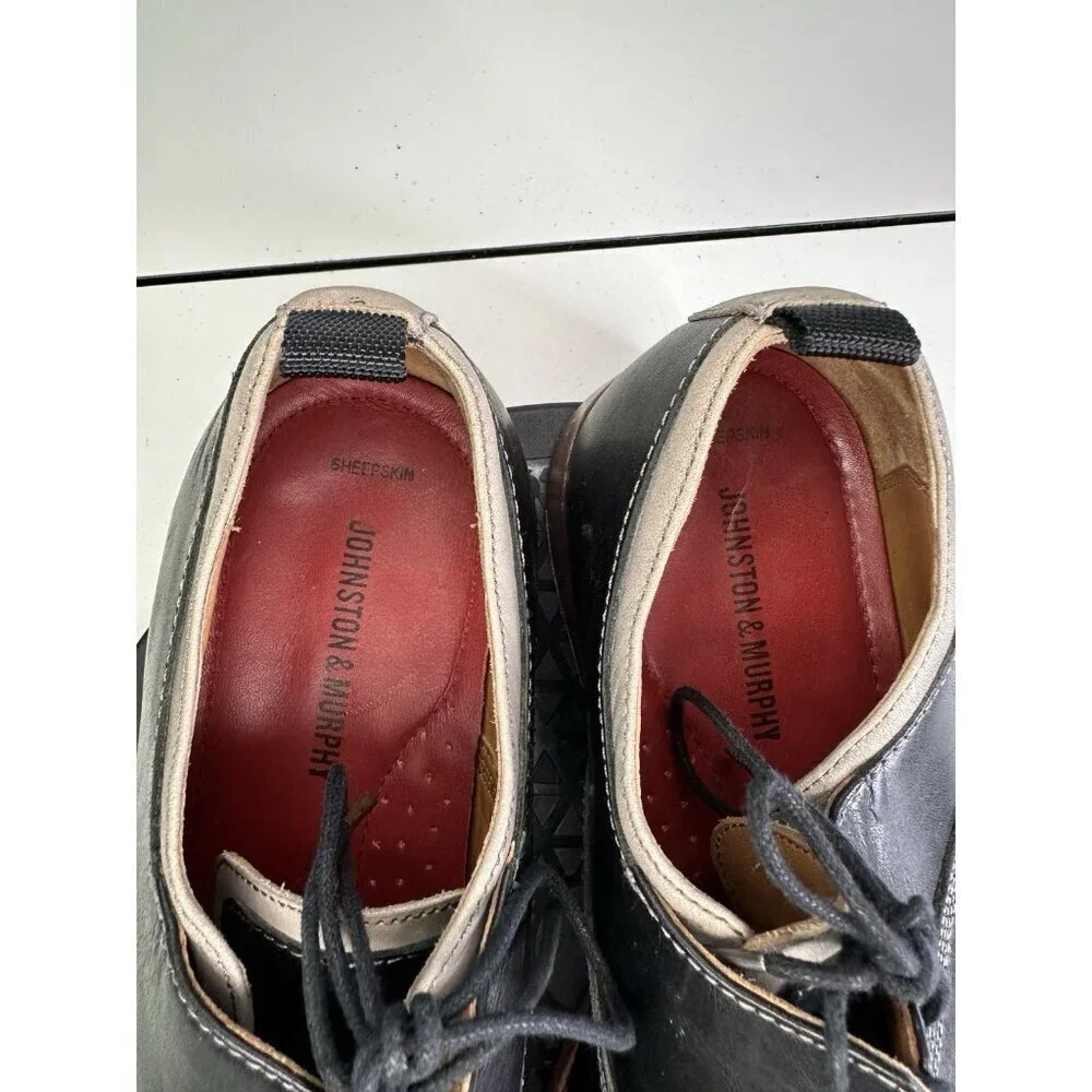 Johnston & Murphy Shoes Mens Leather Sheepskin Memory Foam Sz 11 M
